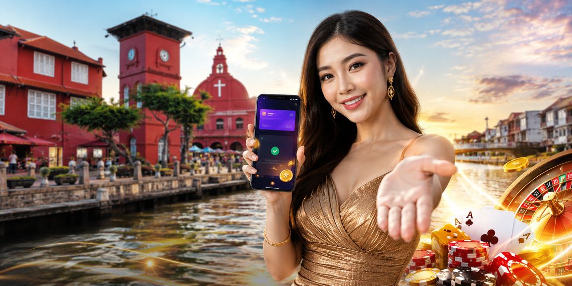 Paparan skrin aplikasi kasino mudah alih dengan tema cerah dan navigasi intuitif